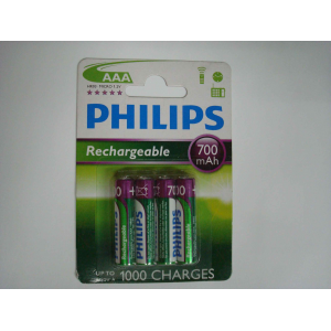Pilas AAA Philips Recargables HR03 1.2 V 700 mAh