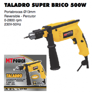 TALADRO MTPOWER 500W Reversible Portabrocas 13mm MT13657