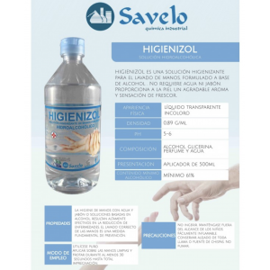 Limpieza de Manos Solución Hidroalcohólica Higienizol 500ml